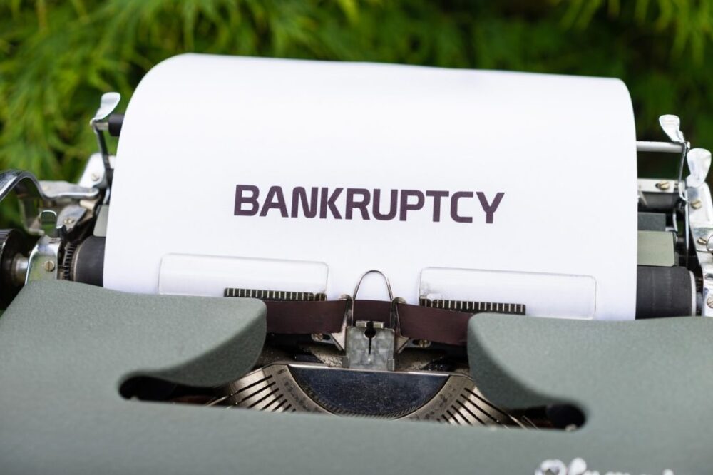 bankruptcy paper typewriter